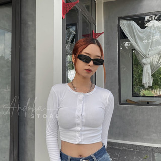 Áo thun croptop phối nút 09AHH