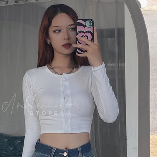 Áo thun croptop phối nút 09AHH