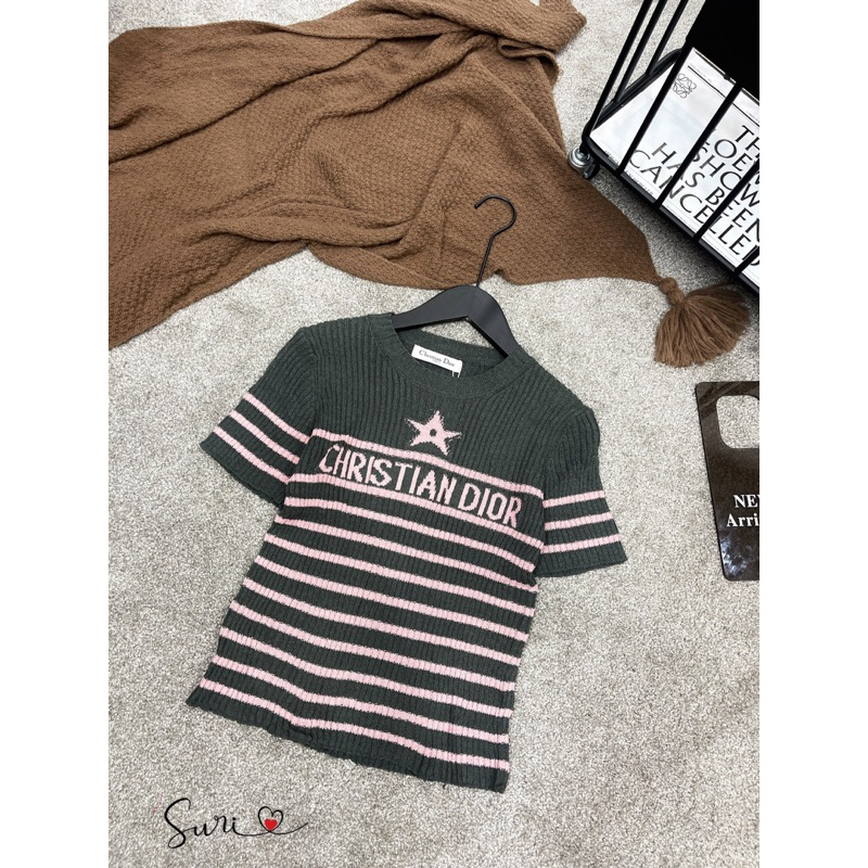 Áo len Di.or kẻ hồng siu hot