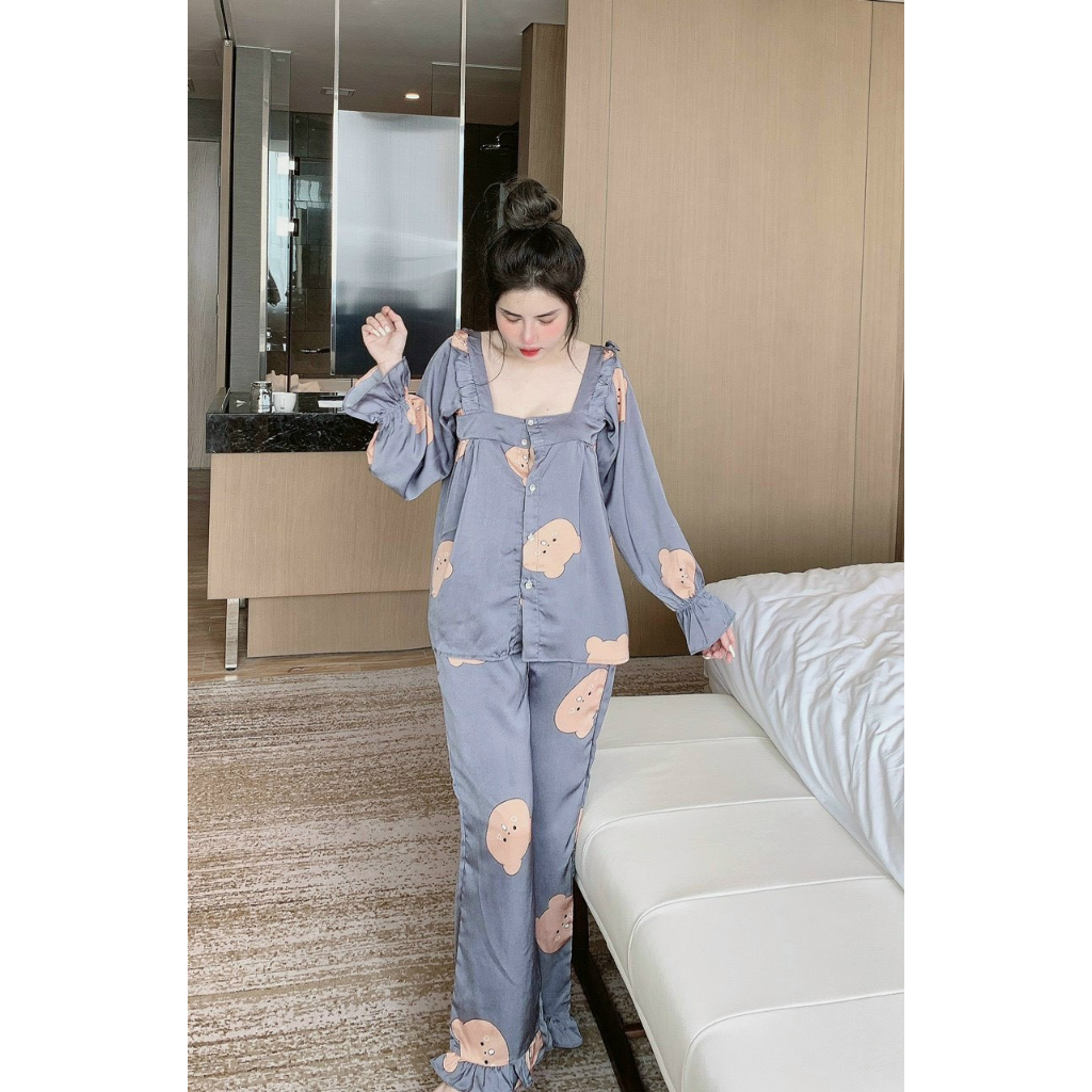 Bộ ngủ nữ cao cấp, chất liệu lụa ngọc trai mềm siêu mịn, pijama nhiều mẫu cho các bạn nữ lựa chọn