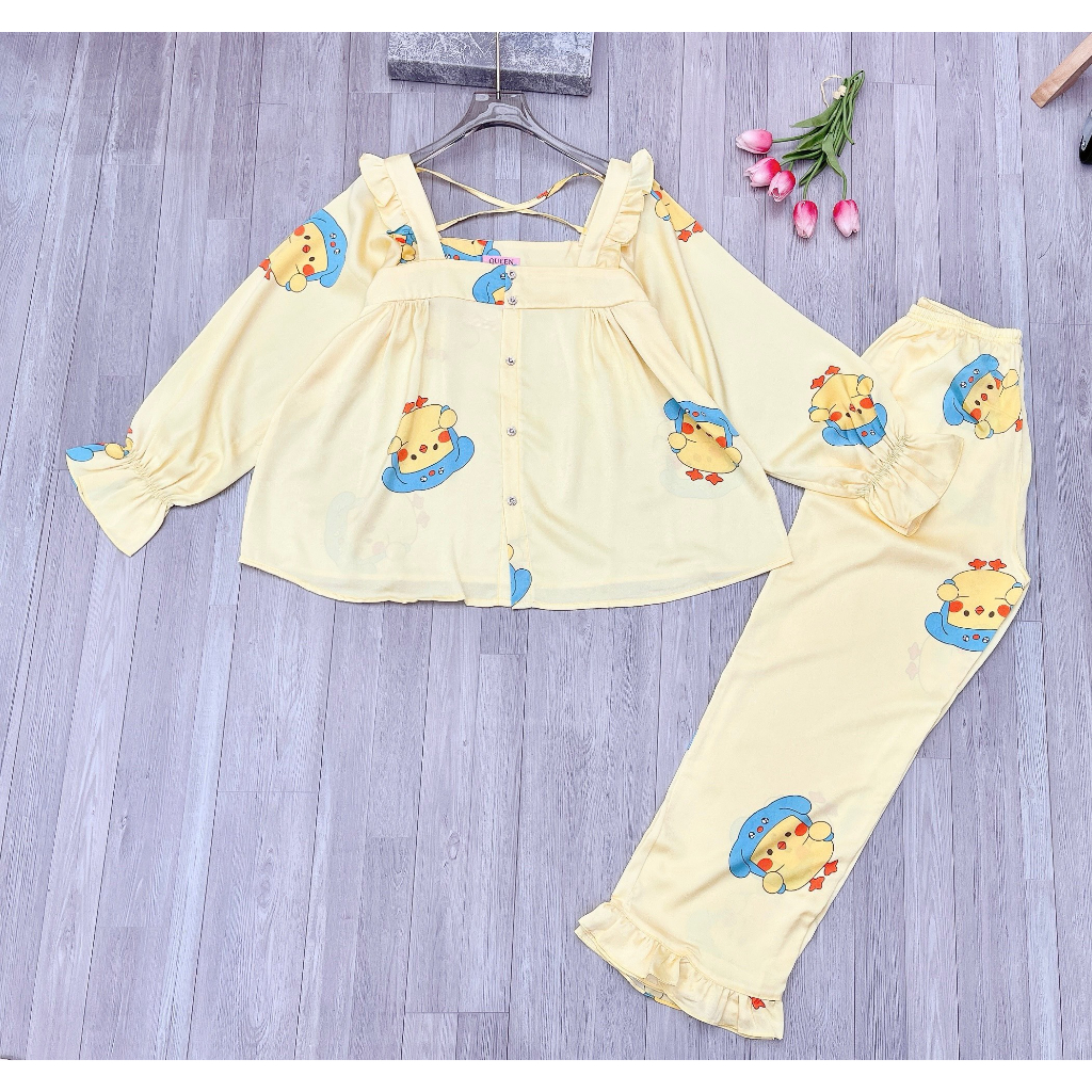 Bộ ngủ nữ cao cấp, chất liệu lụa ngọc trai mềm siêu mịn, pijama nhiều mẫu cho các bạn nữ lựa chọn