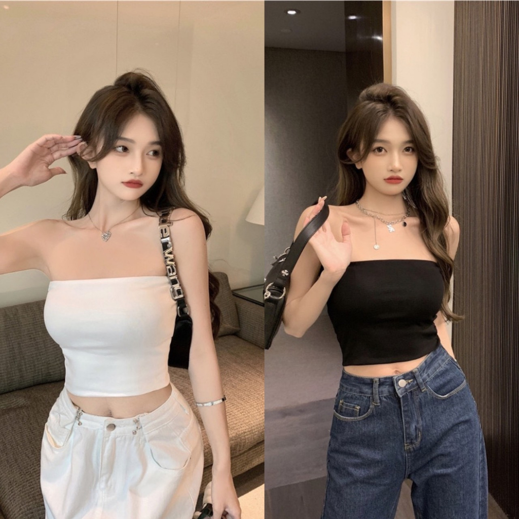 Áo Ống Croptop Thun Gân. Áo Quây Bra Trơn Basic Siêu Hot Siêu Sexy AT2