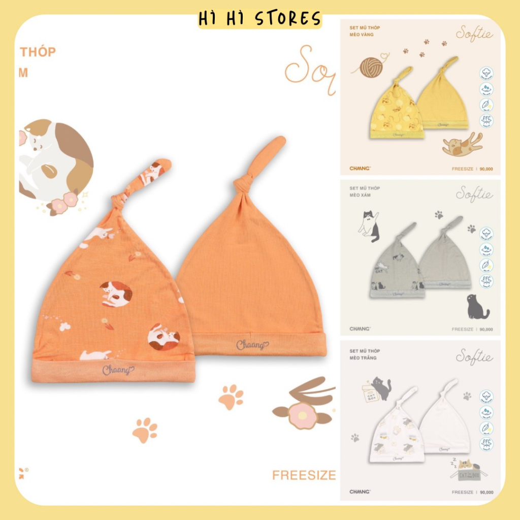 Chaang set 2 mũ thóp cho bé sơ sinh SS23