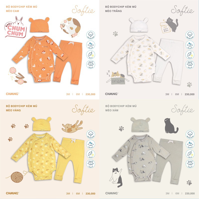 Set Bộ Bodychip Kèm Mũ Mèo CHAANG AW23D8