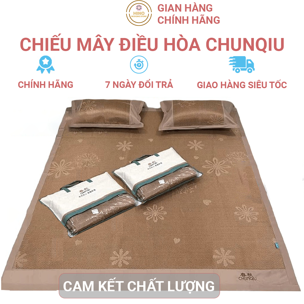 Chiếu Mây Điều Hòa lót lụa nhập khẩu chính hãng CHUNQIU M6 M8 2M, Chiếu Điều Hòa sợi mây tự nhiên tạo cảm giác mát mẻ