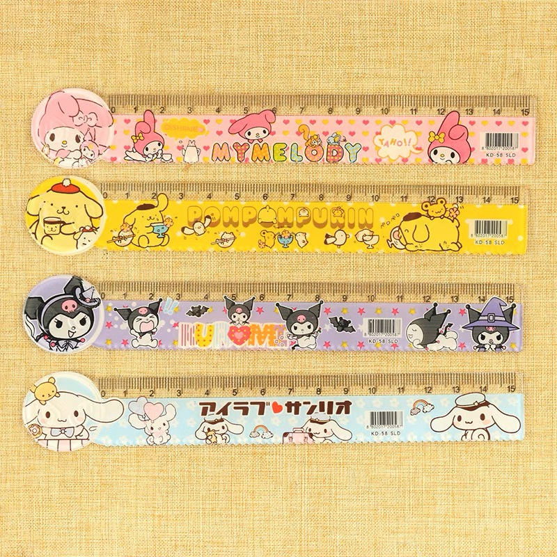 Thước Kẻ 15cm Cute Đa Năng Đo Toán Hình Học Kuromi Các Loại Timo VPK53