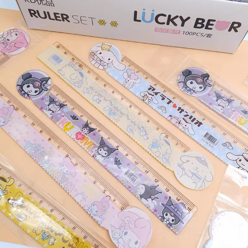 Thước Kẻ 15cm Cute Đa Năng Đo Toán Hình Học Kuromi Các Loại Timo VPK53