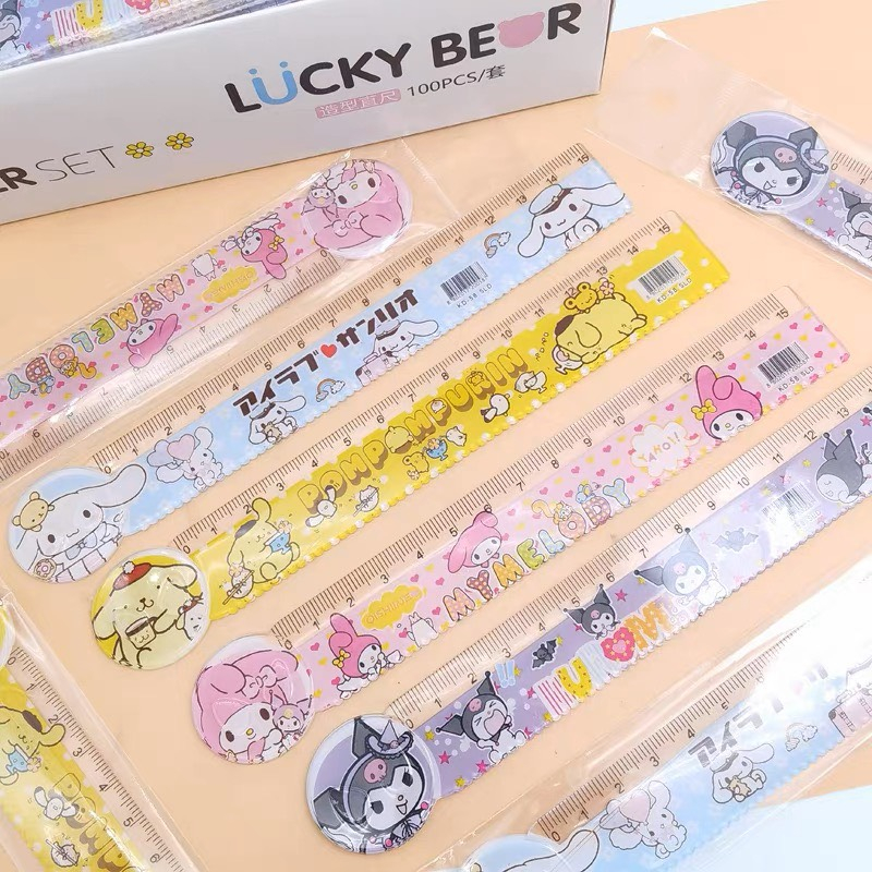 Thước Kẻ 15cm Cute Đa Năng Đo Toán Hình Học Kuromi Các Loại Timo VPK53
