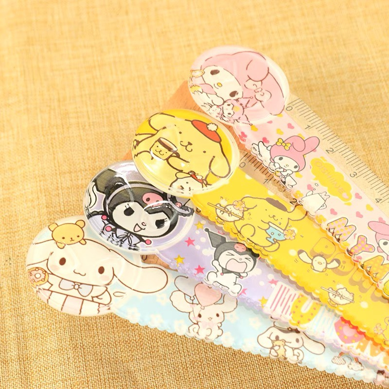 Thước Kẻ 15cm Cute Đa Năng Đo Toán Hình Học Kuromi Các Loại Timo VPK53