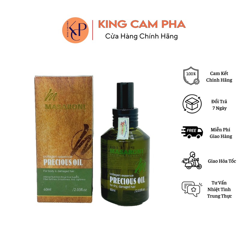 TINH DẦU BÓNG MASARONI PRECIOUS OIL DƯỠNG PHỤC HỒI TÓC HƯ TỔN 60ML