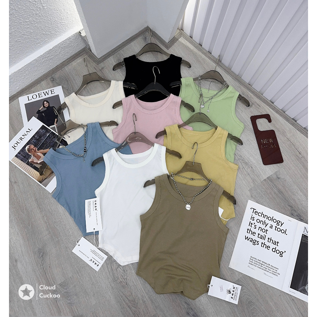 Áo Sát Nách Trơn Dáng Croptop Chất Cotton Mềm Mại Thấm Hút Mồ Hôi