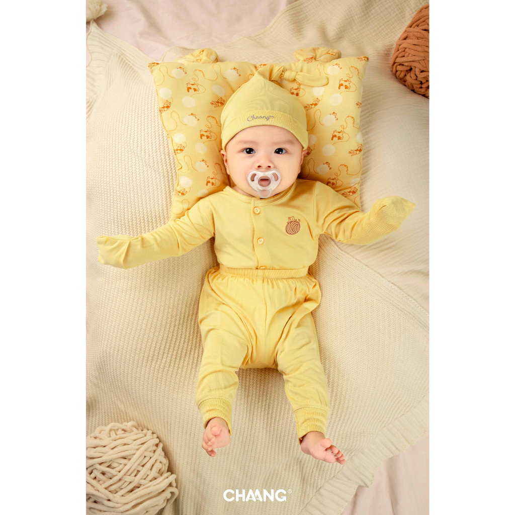Chaang bộ dài tay cúc giữa Mèo Chaang cho bé sơ sinh SS23