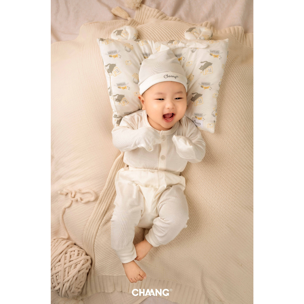Chaang bộ dài tay cúc giữa Mèo Chaang cho bé sơ sinh SS23
