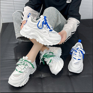 Giày thể thao nữ thoáng khí đế cao 7cm dây kép màu kiểu dáng Hàn Quốc