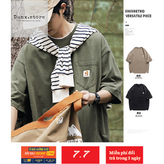Áo thun wash basic túi ngực - form rộng - tay lỡ - unisex