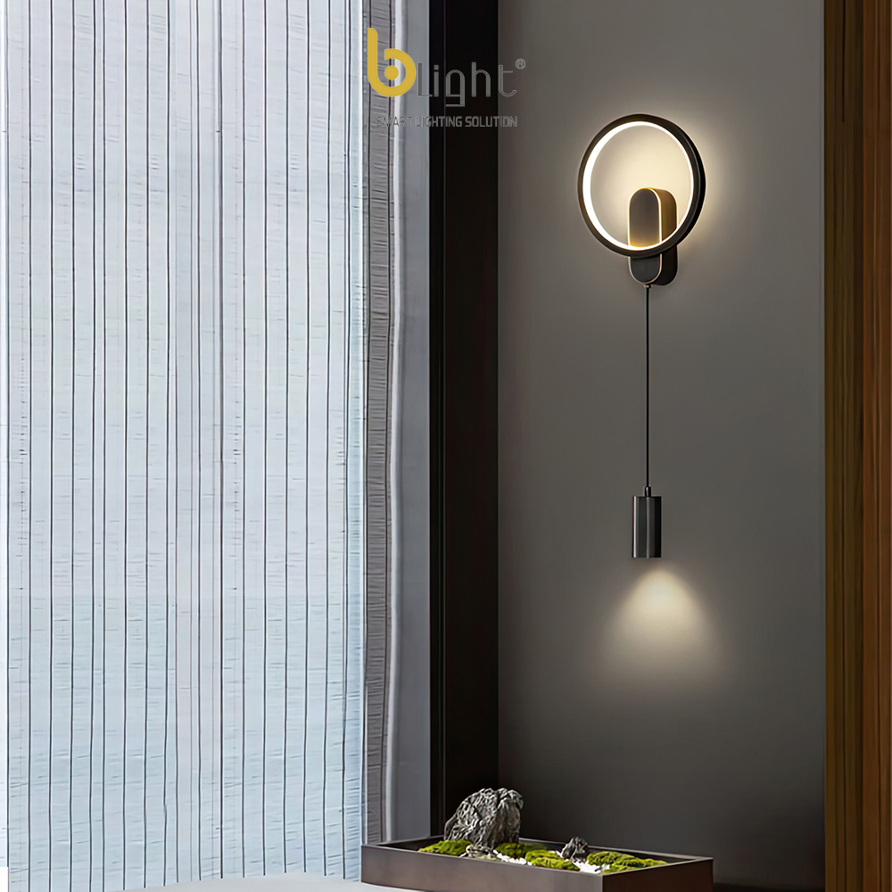 Đèn gắn tường led BLIGHT LED 3 màu ánh sáng phong cách hiện đại C02 3CĐ D200*H100mm BL màu đen