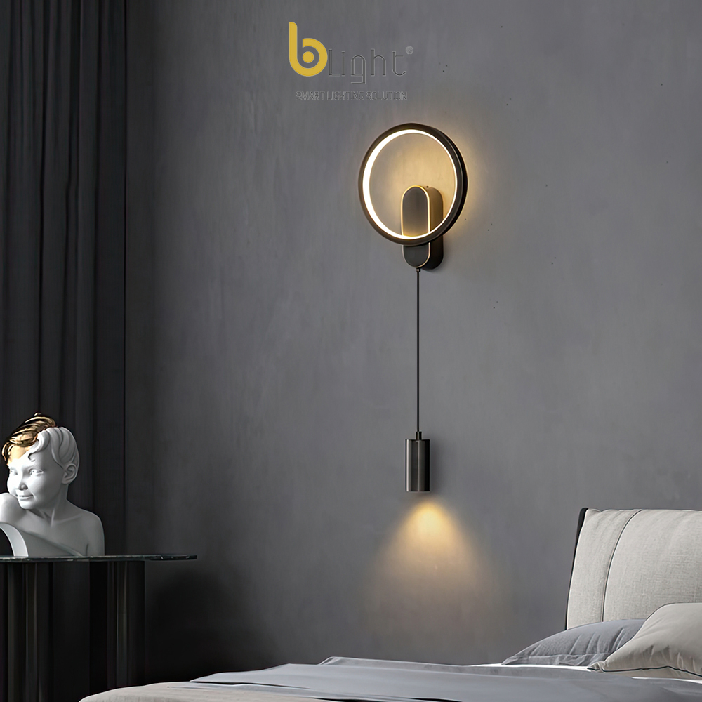 Đèn gắn tường led BLIGHT LED 3 màu ánh sáng phong cách hiện đại C02 3CĐ D200*H100mm BL màu đen