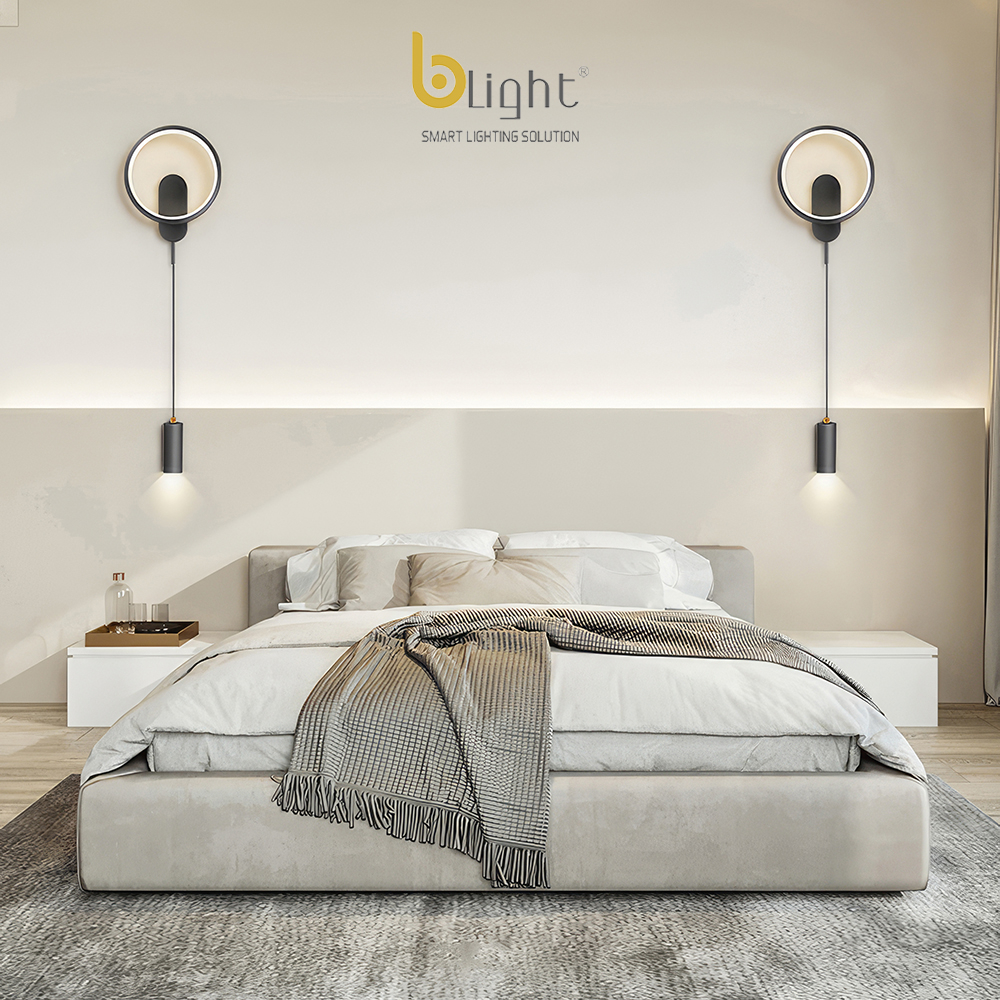 Đèn gắn tường led BLIGHT LED 3 màu ánh sáng phong cách hiện đại C02 3CĐ D200*H100mm BL màu đen