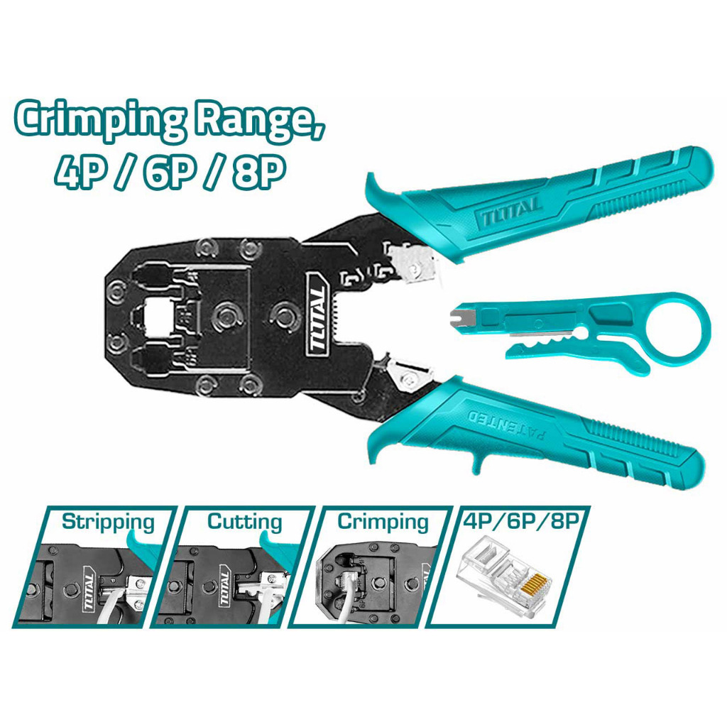 8" Kìm bấm cos, dây mạng viễn thông Total TMPC4468P