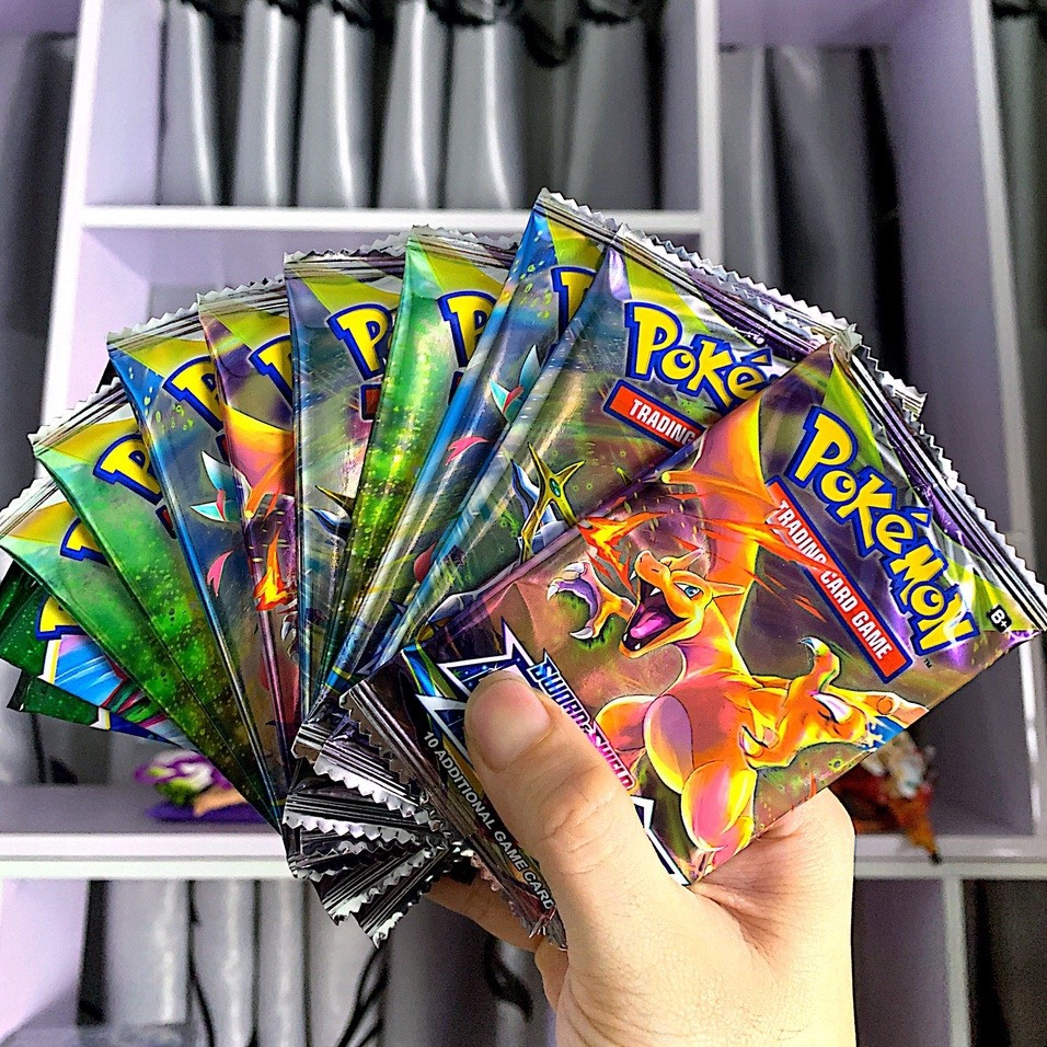 Hộp thẻ nhân phẩm Pokemon fullbox,1 pack gồm 10 card