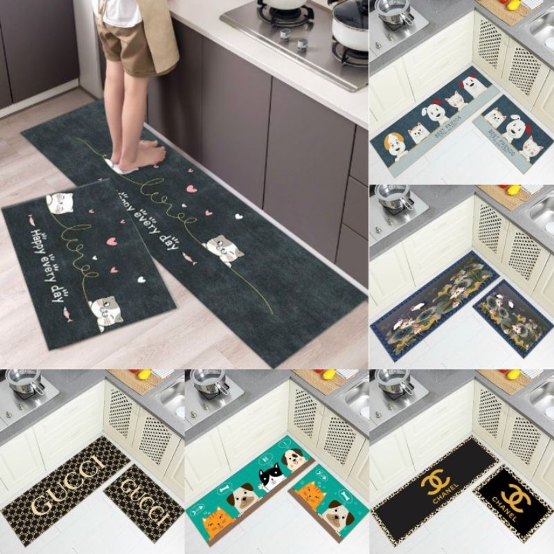 Thảm Lau Chân Nhà Bếp, Thảm Trải Sàn Bếp Chống Trơn Trượt Thấm Hút Nước( gồm 2 thảm lớn 1,2mx40cm và thảm nhỏ 40x60cm