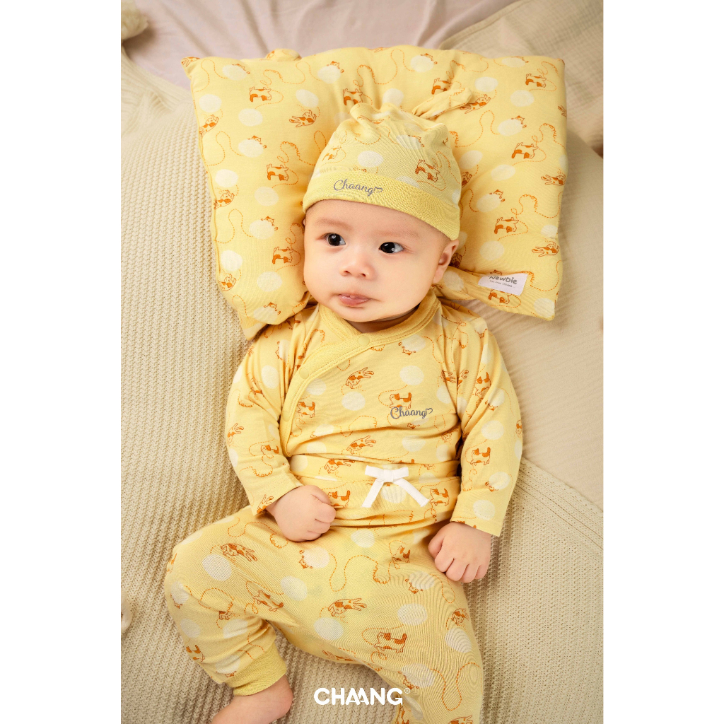 Chaang bộ dài tay cúc giữa Mèo Chaang cho bé sơ sinh SS23