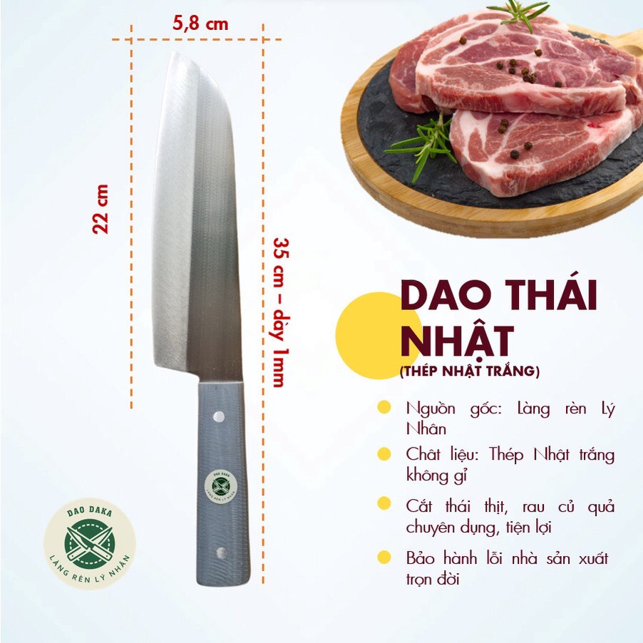  Dao nhà bếp chuyên thái thịt - Thép Nhật trắng không gỉ - Chuôi nhựa