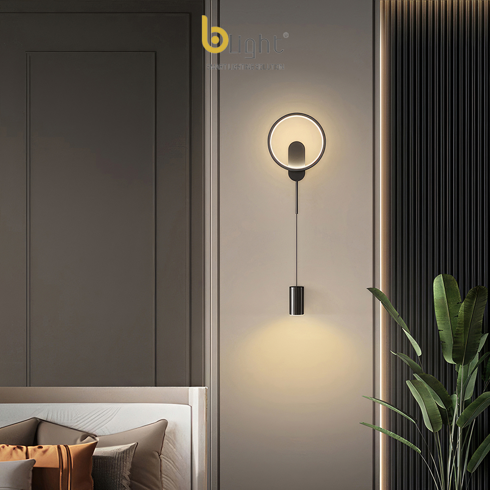 Đèn gắn tường led BLIGHT LED 3 màu ánh sáng phong cách hiện đại C02 3CĐ D200*H100mm BL màu đen