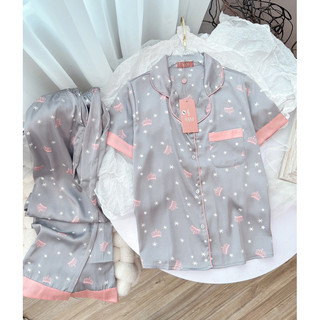 bộ lụa hãng sam choco lapeony áo ngắn tay quần dài bộ mặc nhà đẹp bộ pijama cao cấp