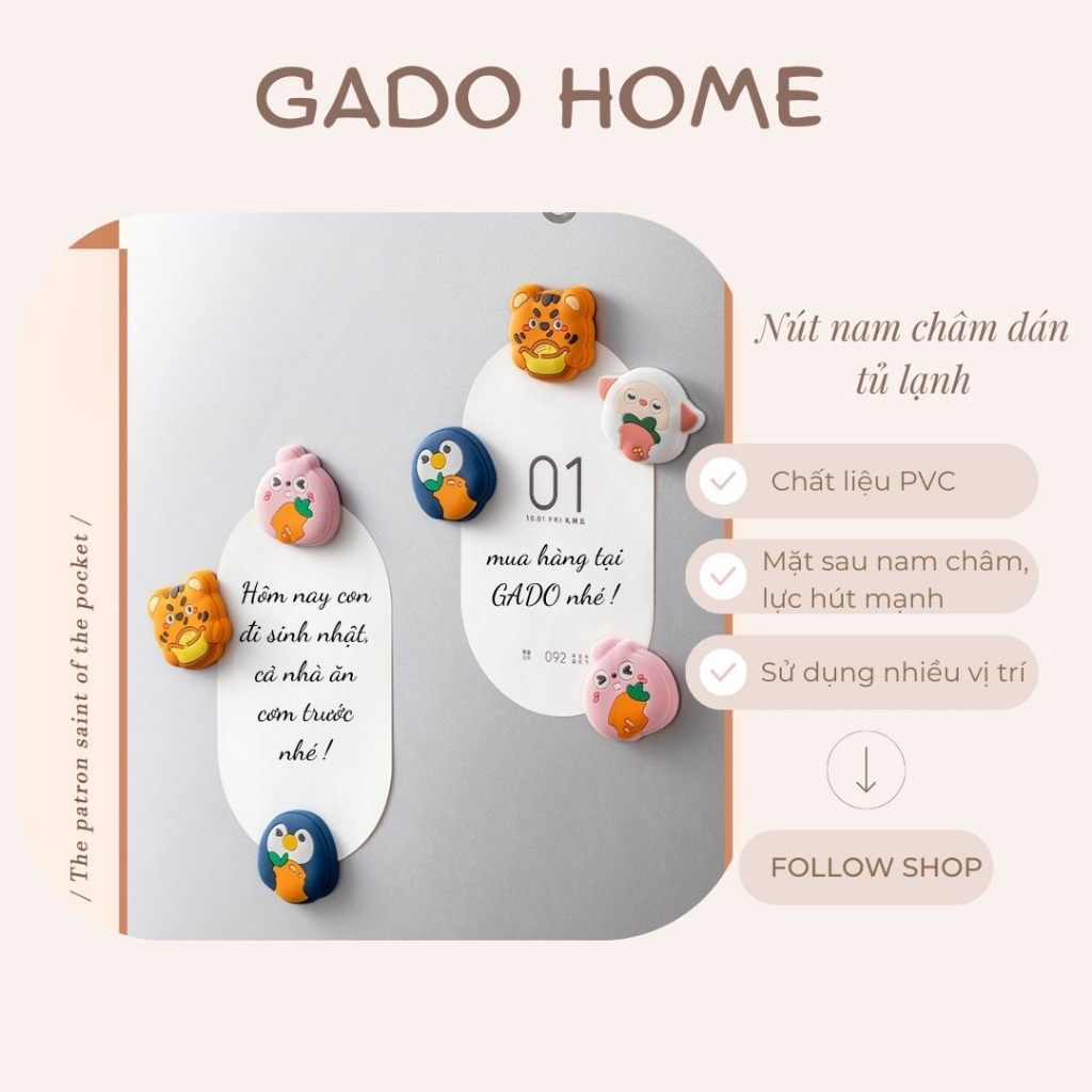 Nam châm dán tủ lạnh GADO nút hít tủ lạnh có nam châm ghim giấy ghi chú hoặc hình ảnh