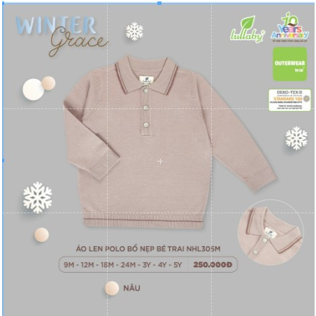 Áo len bé trai, áo len bé gái Lullaby kiểu Polo/ cổ tròn / cổ bẻ NHL305M NHL306M NHL317M