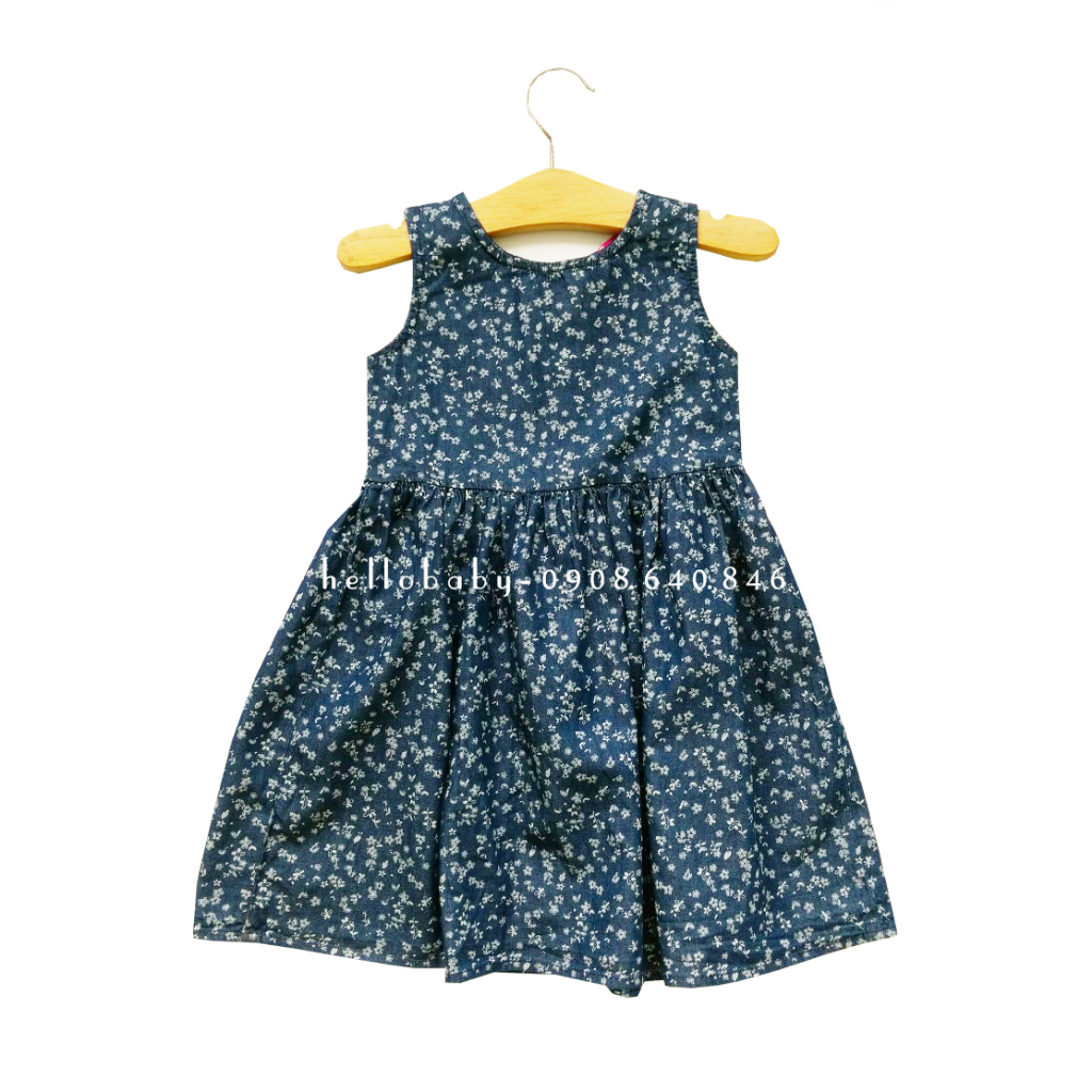 Váy đầm denim sát nách bé gái