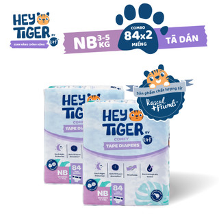 Combo 2 tã/bỉm dán hey tiger jumbo size nb 84 miếng x2 bịch