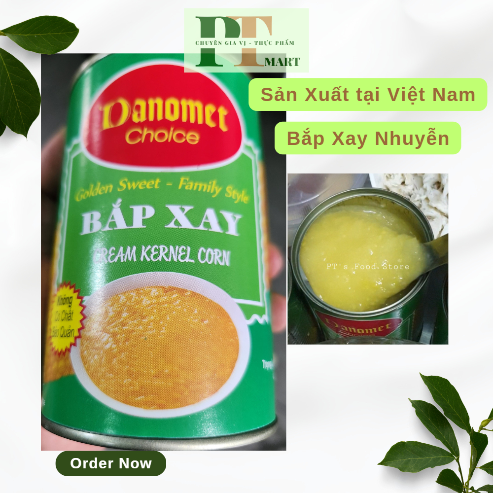 Bắp xay đóng hộp Danomet. Bắp lon 400g