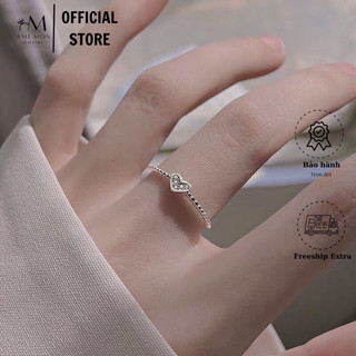 Nhẫn bạc Ami Mon bạc ý nhẫn xoắn hình trái tim nhỏ xinh