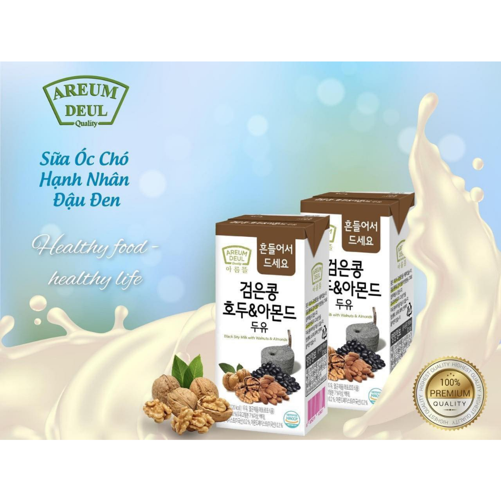 Sữa Óc Chó Hạnh Nhân Đậu Đen Areum Deul (24 hộp x 190ml)