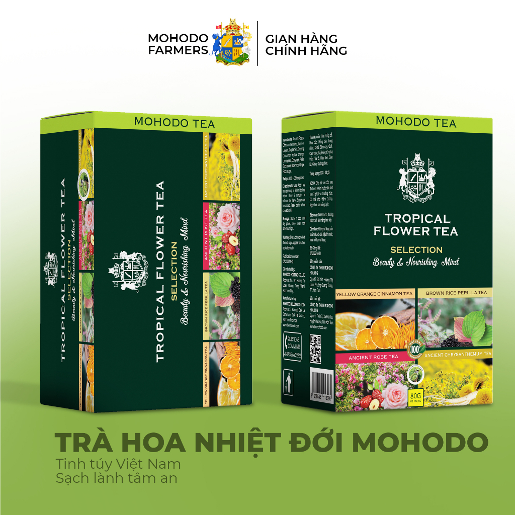 Trà Hoa Nhiệt Đới Mohodo Trophical Flower Tea Mix 4 Vị Trà Hoa Đặc Biệt Giúp Dưỡng Nhan Giải Nhiệt Ngủ Ngon 80G