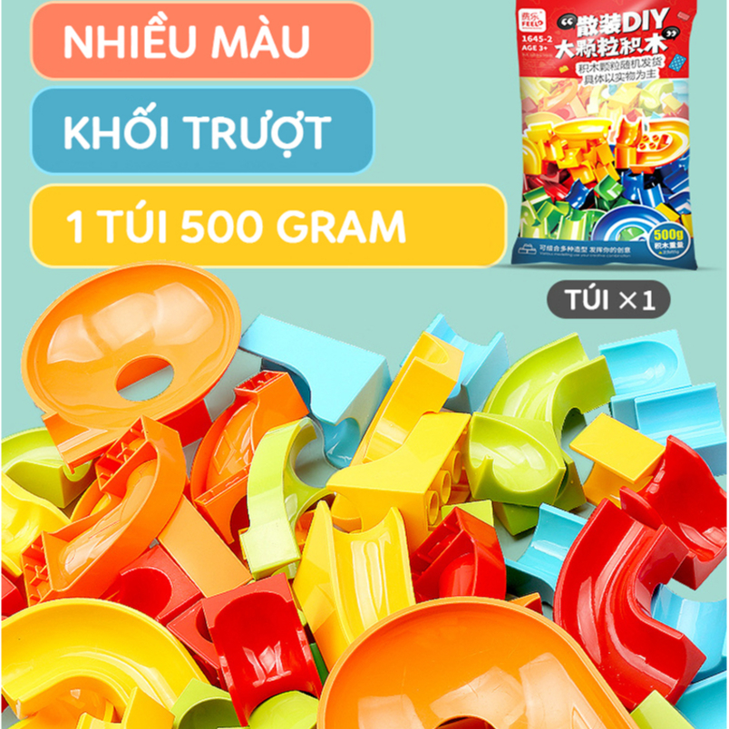 Đồ chơi xếp hình cho bé loại to, bộ lắp ghép các khối cỡ lớn bằng nhựa ABS túi 500 gram