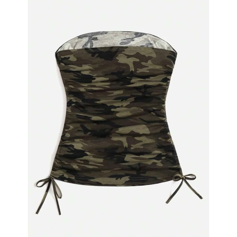 Áo top hoạ tiết camo y2k