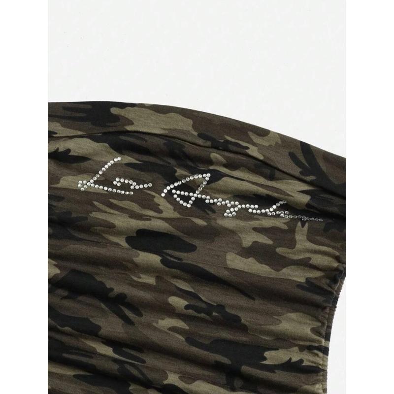 Áo top hoạ tiết camo y2k