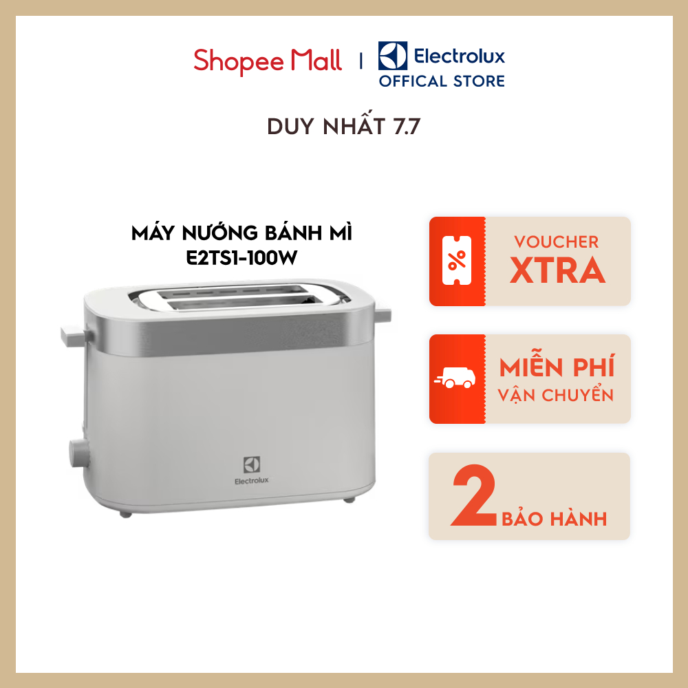 Máy nướng bánh mì Electrolux E2TS1-100W - 7 chế độ điều chỉnh độ giòn phù hợp, nơi cất dây nguồn gọn gàng