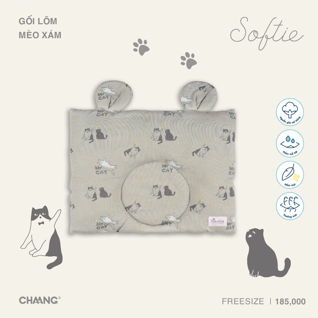 Gối Lõm Sơ Sinh Mèo CHAANG AW23D8