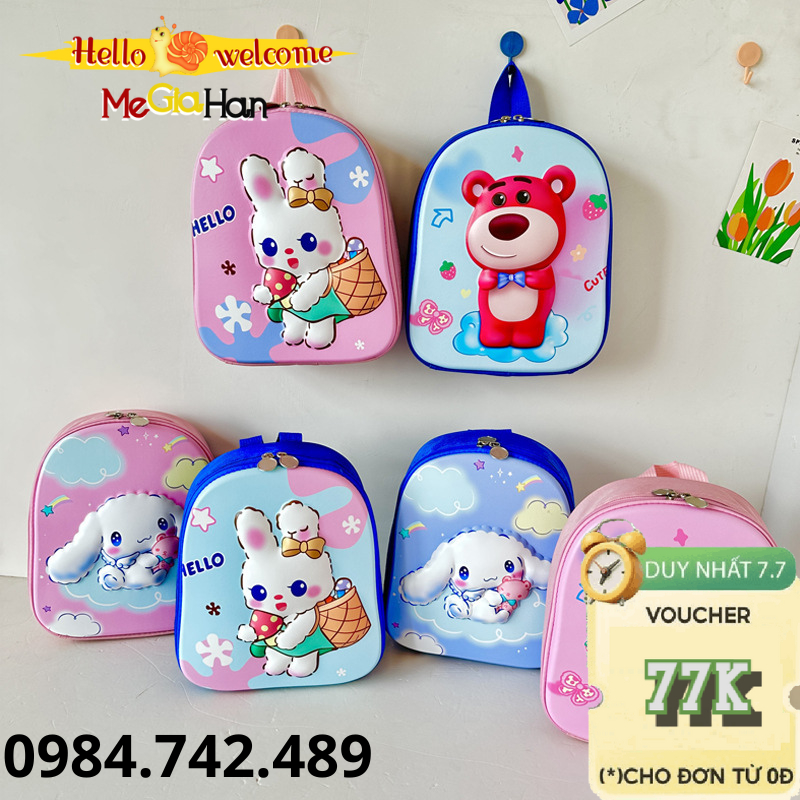 Balo Cho Bé Học Sinh Mầm Non, Balo Cứng In Họa Tiết Hoạt Hình Cho Bé Gái Bé Trai Dễ Thương