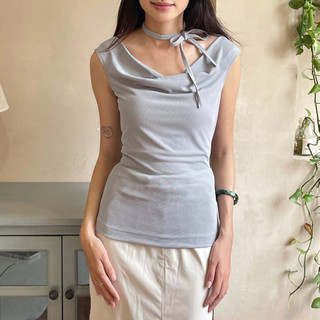 Áo cổ đổ dây buộc lưng tôn dáng chất liệu thun mỏng nhe_Tulip top_ Margot