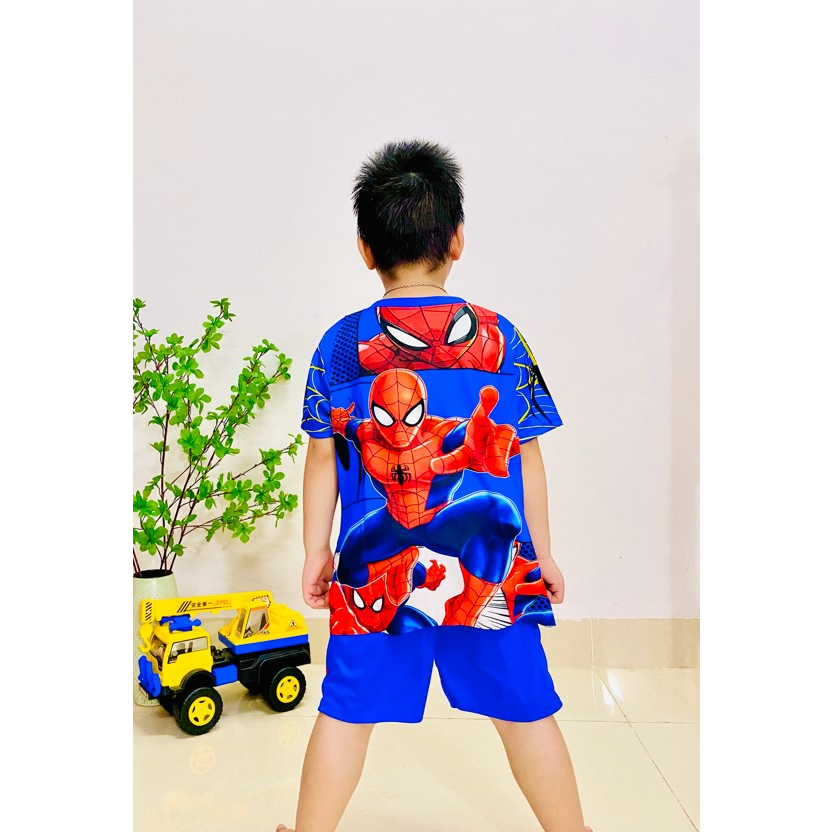 Đồ bộ bé trai quần áo in 3D hoạt hình siêu nhân người nhện đồ cho trẻ em từ 8-27kg