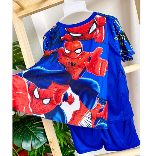 Đồ bộ bé trai quần áo in 3D hoạt hình siêu nhân người nhện đồ cho trẻ em từ 8-27kg