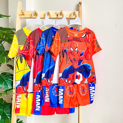 Đồ bộ bé trai quần áo in 3D hoạt hình siêu nhân người nhện đồ cho trẻ em từ 8-27kg