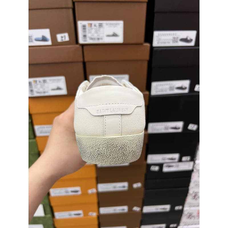 - Giày Sneaker Y.S.L Clasic Thêu Chữ Bụi Bặm Cao Cấp, Giày Sneaker Nam Nữ Y.S.L Full Box