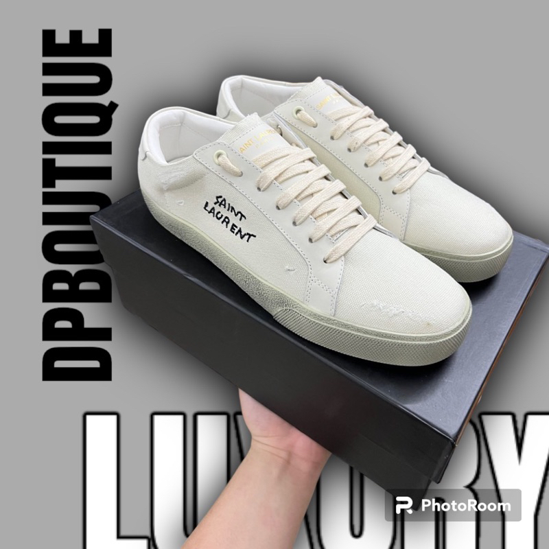 - Giày Sneaker Y.S.L Clasic Thêu Chữ Bụi Bặm Cao Cấp, Giày Sneaker Nam Nữ Y.S.L Full Box
