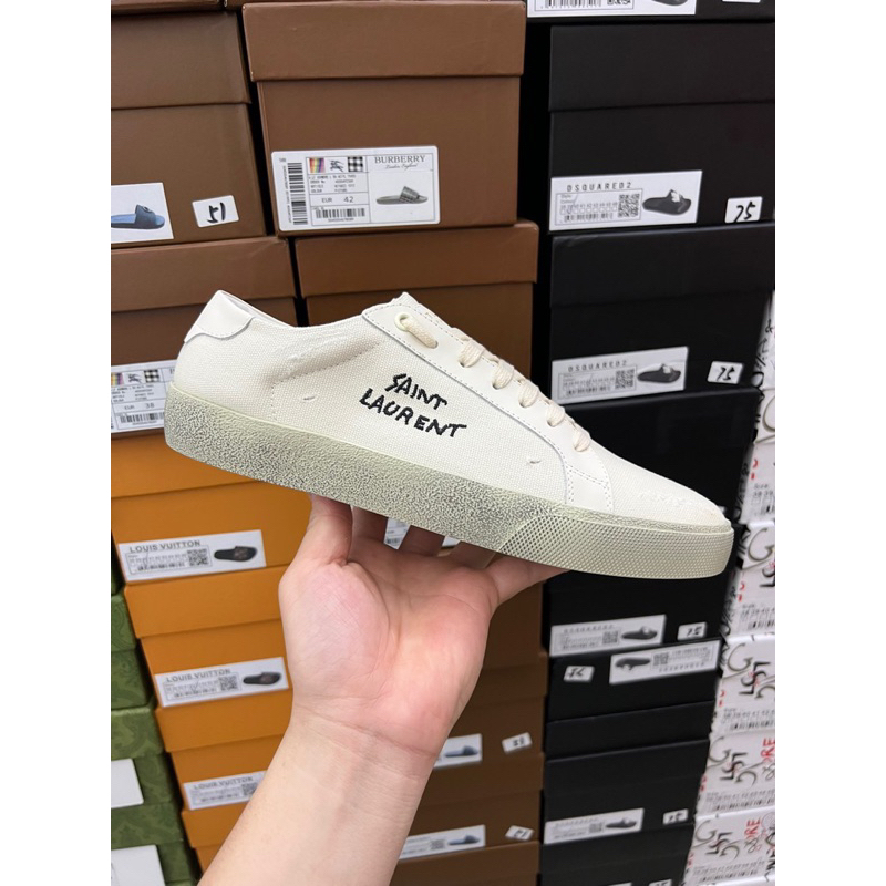 - Giày Sneaker Y.S.L Clasic Thêu Chữ Bụi Bặm Cao Cấp, Giày Sneaker Nam Nữ Y.S.L Full Box